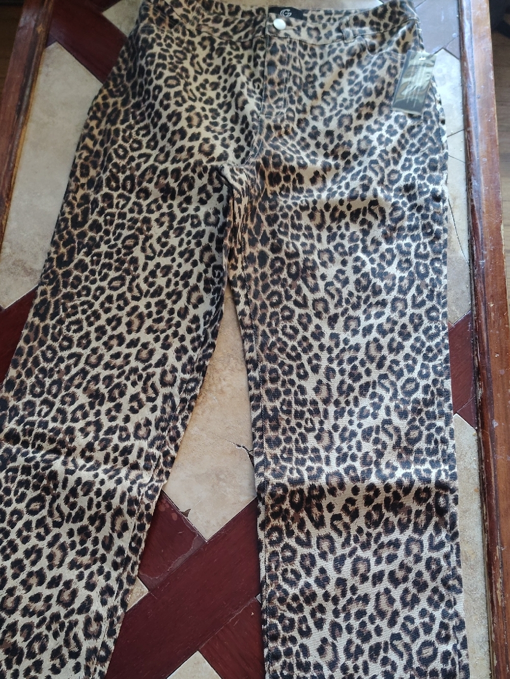 G by Giuliana Leopard Print Jeans - Tan & Black